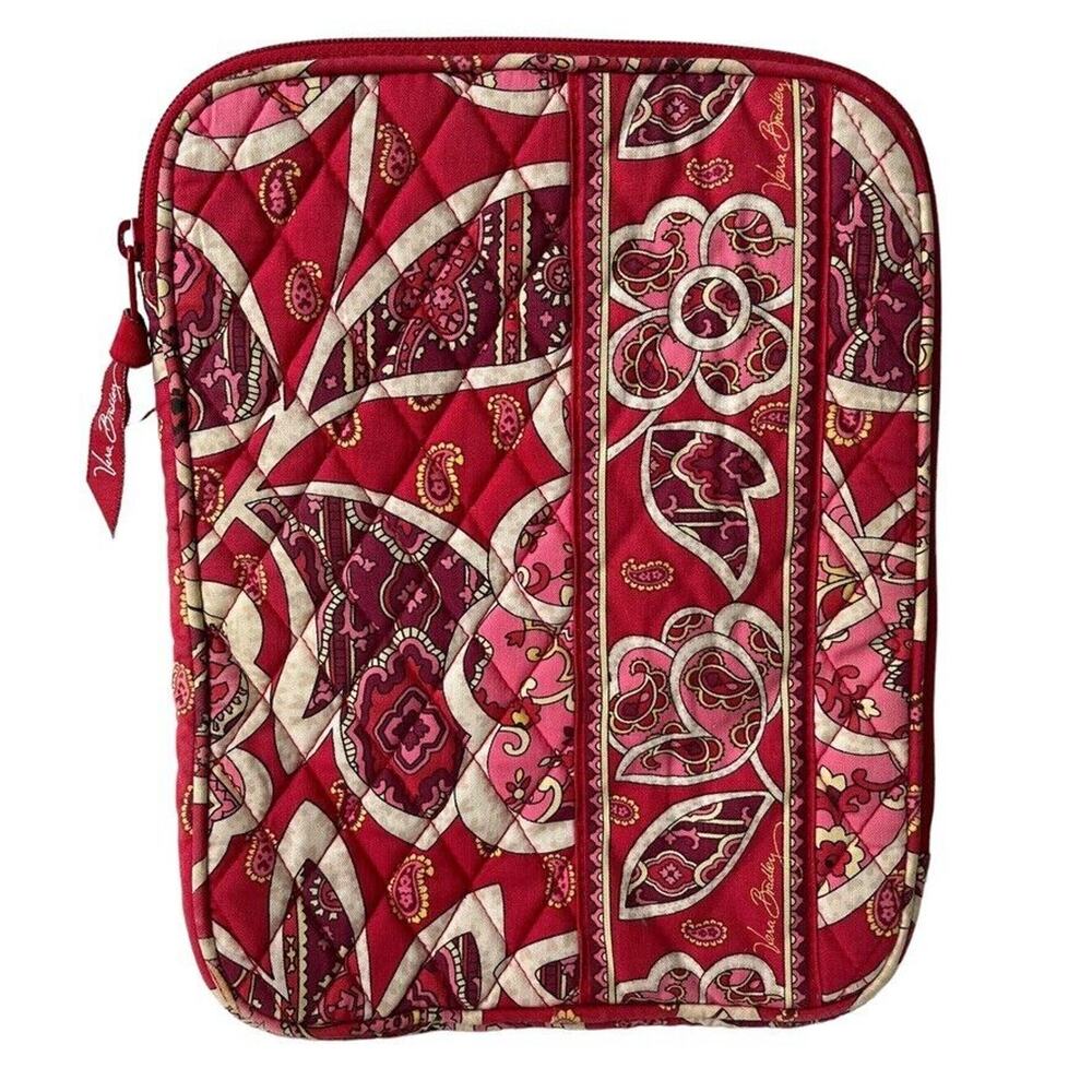 Vera Bradley Rosy Posies Tablet Sleeve eReader Cover Quilted Red Pink Case